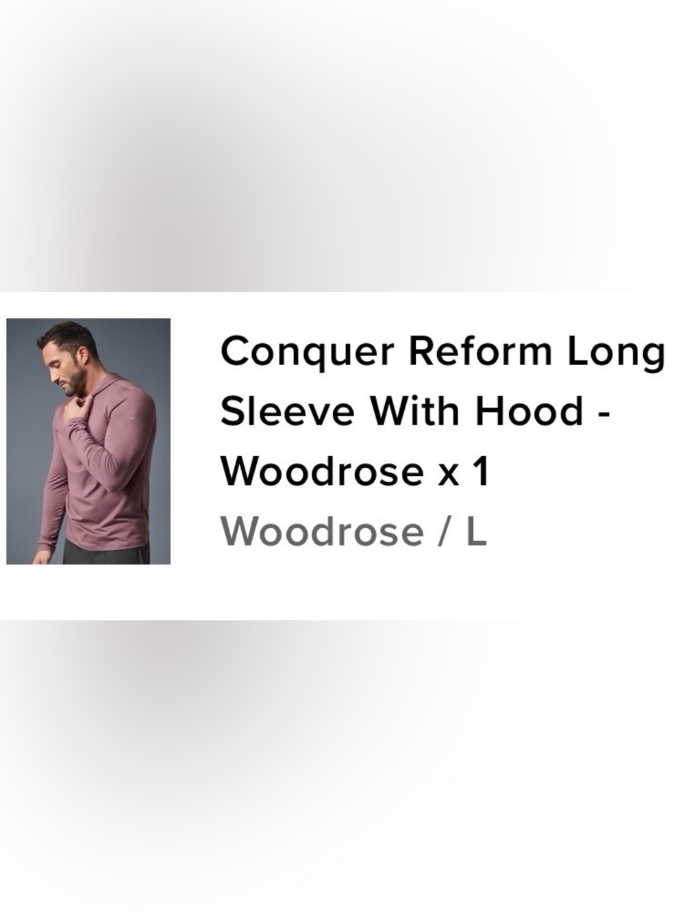 Alo Men’s Conquer Reform Long Sleeve with Hood - Woodrose Size L - Picture 5 of 5